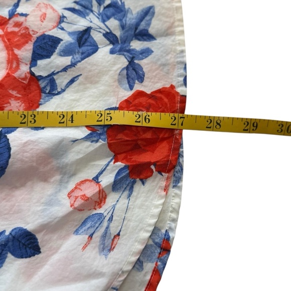 Talbots Floral Ruffle Neck 100% Cotton Popover Poplin Blouse Large Cottagecore - Picture 10 of 11